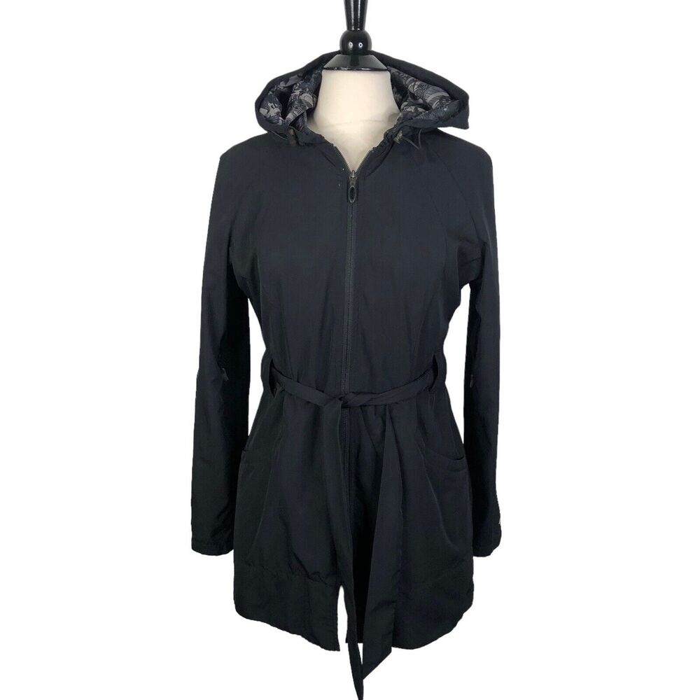 Oakley Women's Black Waist Tie Full Zip Hooded Outdoor Jacket Size Medium
